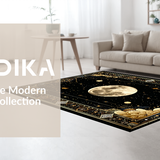 Ultra Soft Area Rug, Non Slip, Stain Resistant, Washable Area Rugs for Living Room, Bedroom, Striking Textured Diamond Theme(Gold)