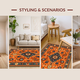 Ultra Soft Area Rug, Non Slip, Stain Resistant, Washable Area Rugs for Living Room, Bedroom, Contemporary Lattice Pattern Motif(Orange)