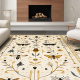 Ultra Soft Area Rug, Non Slip, Stain Resistant, Washable Area Rugs for Living Room, Bedroom, Elegant Earthy Insect Design(Beige)