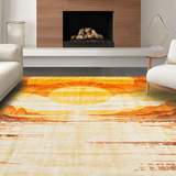 Ultra Soft Area Rug, Non Slip, Stain Resistant, Washable Area Rugs for Living Room, Bedroom, Charming Vintage Sun Print(Orange)