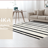 Ultra Soft Area Rug, Non Slip, Stain Resistant, Washable Area Rugs for Living Room, Bedroom, Chic Striped Minimalist Aesthetic(Black)