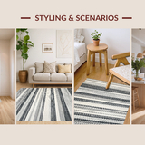 Ultra Soft Area Rug, Non Slip, Stain Resistant, Washable Area Rugs for Living Room, Bedroom, Modern Boho Stripe Rug: Indoor/Outdoor Design(Gray)