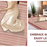 Ultra Soft Area Rug, Non Slip, Stain Resistant, Washable Area Rugs for Living Room, Bedroom, Serene Earthy Tones with Curves(Red)