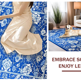 Ultra Soft Area Rug, Non Slip, Stain Resistant, Washable Area Rugs for Living Room, Bedroom, Serene Asian Elegance with Detailed Print(Blue)