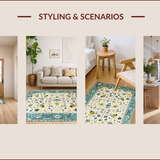 Ultra Soft Area Rug, Non Slip, Stain Resistant, Washable Area Rugs for Living Room, Bedroom, Chic Modern Cream Tiled Design(White)