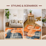 Ultra Soft Area Rug, Non Slip, Stain Resistant, Washable Area Rugs for Living Room, Bedroom, Vibrant Tie-Dye Patterned Elegance(Orange)