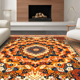 Ultra Soft Area Rug, Non Slip, Stain Resistant, Washable Area Rugs for Living Room, Bedroom, Artistic Warm Toned Medallion Style(Orange)