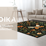 Ultra Soft Area Rug, Non Slip, Stain Resistant, Washable Area Rugs for Living Room, Bedroom, Stylish Contemporary Nature Elements(Black)