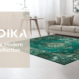 Ultra Soft Area Rug, Non Slip, Stain Resistant, Washable Area Rugs for Living Room, Bedroom, Eclectic Green Tinted Elegance(Blue)