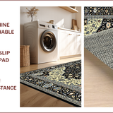 Ultra Soft Area Rug, Non Slip, Stain Resistant, Washable Area Rugs for Living Room, Bedroom, Chic Black and Gray Motif(Black)