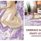 Ultra Soft Area Rug, Non Slip, Stain Resistant, Washable Area Rugs for Living Room, Bedroom, Sophisticated Ivy Medallion Style(Purple)
