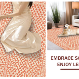 Ultra Soft Area Rug, Non Slip, Stain Resistant, Washable Area Rugs for Living Room, Bedroom, Trendy Abstract Organic Shapes(Orange)