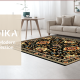 Ultra Soft Area Rug, Non Slip, Stain Resistant, Washable Area Rugs for Living Room, Bedroom, Elegant Floral Non-Slip Living Room Rug(Black)
