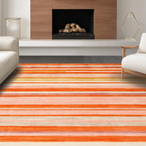 Ultra Soft Area Rug, Non Slip, Stain Resistant, Washable Area Rugs for Living Room, Bedroom, Bold Linear Stripes in Warm Hues(Orange)