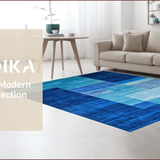 Ultra Soft Area Rug, Non Slip, Stain Resistant, Washable Area Rugs for Living Room, Bedroom, Elegant Modern Linear Artistry(Blue)