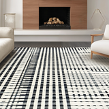Ultra Soft Area Rug, Non Slip, Stain Resistant, Washable Area Rugs for Living Room, Bedroom, Monochrome Dash Runner Carpet, Linear Art Rug, Modern Graphic Floor Decor(Black)