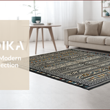 Ultra Soft Area Rug, Non Slip, Stain Resistant, Washable Area Rugs for Living Room, Bedroom, Sleek Black Geometric Aesthetic(Black)