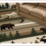 Ultra Soft Area Rug, Non Slip, Stain Resistant, Washable Area Rugs for Living Room, Bedroom, Rustic Earthy Wildlife Motif(Brown)