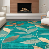 Ultra Soft Area Rug, Non Slip, Stain Resistant, Washable Area Rugs for Living Room, Bedroom, Rustic Textured Botanical Theme(Green)