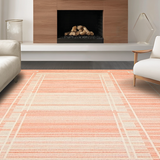 Ultra Soft Area Rug, Non Slip, Stain Resistant, Washable Area Rugs for Living Room, Bedroom, Minimalist Peach Trellis Accent Style(Orange)