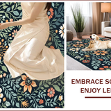 Ultra Soft Area Rug, Non Slip, Stain Resistant, Washable Area Rugs for Living Room, Bedroom, Boho Botanical Non-Slip Dining Room(Black)