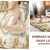 Ultra Soft Area Rug, Non Slip, Stain Resistant, Washable Area Rugs for Living Room, Bedroom, Chic Minimalist Animal Silhouette(Beige)