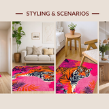 Ultra Soft Area Rug, Non Slip, Stain Resistant, Washable Area Rugs for Living Room, Bedroom, Stylish Pastel Animal Fantasy(Pink)
