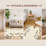 Ultra Soft Area Rug, Non Slip, Stain Resistant, Washable Area Rugs for Living Room, Bedroom, Elegant Earth Tones Textured Weave(Beige)