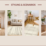 Ultra Soft Area Rug, Non Slip, Stain Resistant, Washable Area Rugs for Living Room, Bedroom, Rustic High-Low Floral Arrangement(Beige)