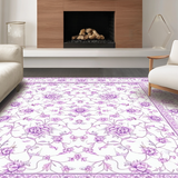 Ultra Soft Area Rug, Non Slip, Stain Resistant, Washable Area Rugs for Living Room, Bedroom, Eclectic White Blossom Artistry(White)