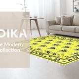 Ultra Soft Area Rug, Non Slip, Stain Resistant, Washable Area Rugs for Living Room, Bedroom, Quirky Garden-Inspired Art Piece(Yellow)