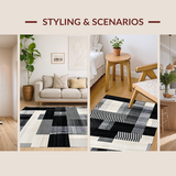Ultra Soft Area Rug, Non Slip, Stain Resistant, Washable Area Rugs for Living Room, Bedroom, Stylish Gray Tiled Pattern(Gray)