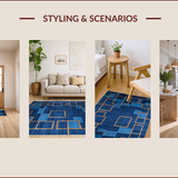 Ultra Soft Area Rug, Non Slip, Stain Resistant, Washable Area Rugs for Living Room, Bedroom, Artistic Blue Brown Abstract Composition(Blue)