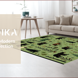 Ultra Soft Area Rug, Non Slip, Stain Resistant, Washable Area Rugs for Living Room, Bedroom, Charming Bear and Moose Designs(Green)