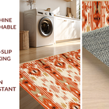 Ultra Soft Area Rug, Non Slip, Stain Resistant, Washable Area Rugs for Living Room, Bedroom, Elegant Neutral Toned Stripes(Orange)
