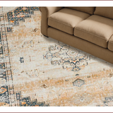 Ultra Soft Area Rug, Non Slip, Stain Resistant, Washable Area Rugs for Living Room, Bedroom, Elegant Neutral Floral Composition(Beige)