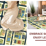 Ultra Soft Area Rug, Non Slip, Stain Resistant, Washable Area Rugs for Living Room, Bedroom, Playful Metropolis Design(Brown)