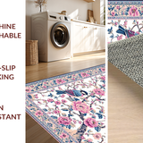 Ultra Soft Area Rug, Non Slip, Stain Resistant, Washable Area Rugs for Living Room, Bedroom, Fresh Springtime Floral Harmony(White)