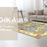 Ultra Soft Area Rug, Non Slip, Stain Resistant, Washable Area Rugs for Living Room, Bedroom, Elegant Color Splash Floral Theme(Blue)