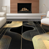 Ultra Soft Area Rug, Non Slip, Stain Resistant, Washable Area Rugs for Living Room, Bedroom, Striking Contrast of Bold Lines(Gold)