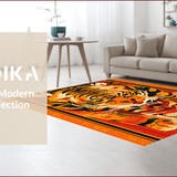 Ultra Soft Area Rug, Non Slip, Stain Resistant, Washable Area Rugs for Living Room, Bedroom, Exotic Orange Tibetan Tiger Meditation Rug(Orange)