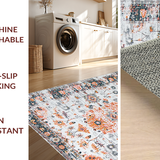 Ultra Soft Area Rug, Non Slip, Stain Resistant, Washable Area Rugs for Living Room, Bedroom, Rustic Earthy Toned Pattern(White)