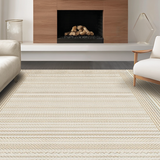 Ultra Soft Area Rug, Non Slip, Stain Resistant, Washable Area Rugs for Living Room, Bedroom, Chic Neutral Scalloped Patterned Piece(Beige)