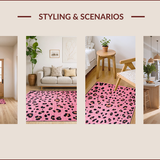 Ultra Soft Area Rug, Non Slip, Stain Resistant, Washable Area Rugs for Living Room, Bedroom, Chic Pink Animal Motif(Pink)