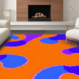 Ultra Soft Area Rug, Non Slip, Stain Resistant, Washable Area Rugs for Living Room, Bedroom, Vivid Retro Wavy Aesthetic(Orange)