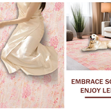 Ultra Soft Area Rug, Non Slip, Stain Resistant, Washable Area Rugs for Living Room, Bedroom, Chic Pink Floral Motif(Pink)