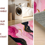 Ultra Soft Area Rug, Non Slip, Stain Resistant, Washable Area Rugs for Living Room, Bedroom, Artistic Swirling Patterned Canvas(Pink)