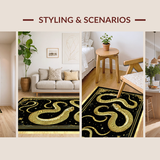 Ultra Soft Area Rug, Non Slip, Stain Resistant, Washable Area Rugs for Living Room, Bedroom, Sophisticated Gothic Serpent Visuals(Gold)