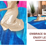 Ultra Soft Area Rug, Non Slip, Stain Resistant, Washable Area Rugs for Living Room, Bedroom, Elegant Contemporary Wave Aesthetic(Blue)