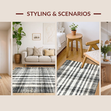 Ultra Soft Area Rug, Non Slip, Stain Resistant, Washable Area Rugs for Living Room, Bedroom, Boho White and Black Rug, Striped Pattern(Black)